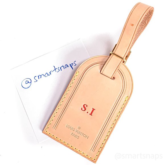 Authentic LOUIS VUITTON Vachetta leather Luggage Name Tag - SI - Picture 3 of 14